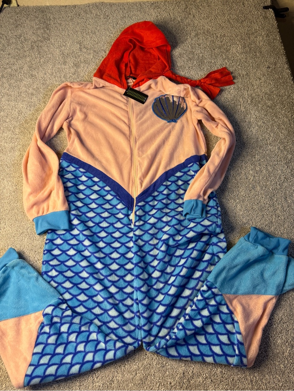 Just Love Pink Blue Red Mermaid Fleece Onesie with Hood